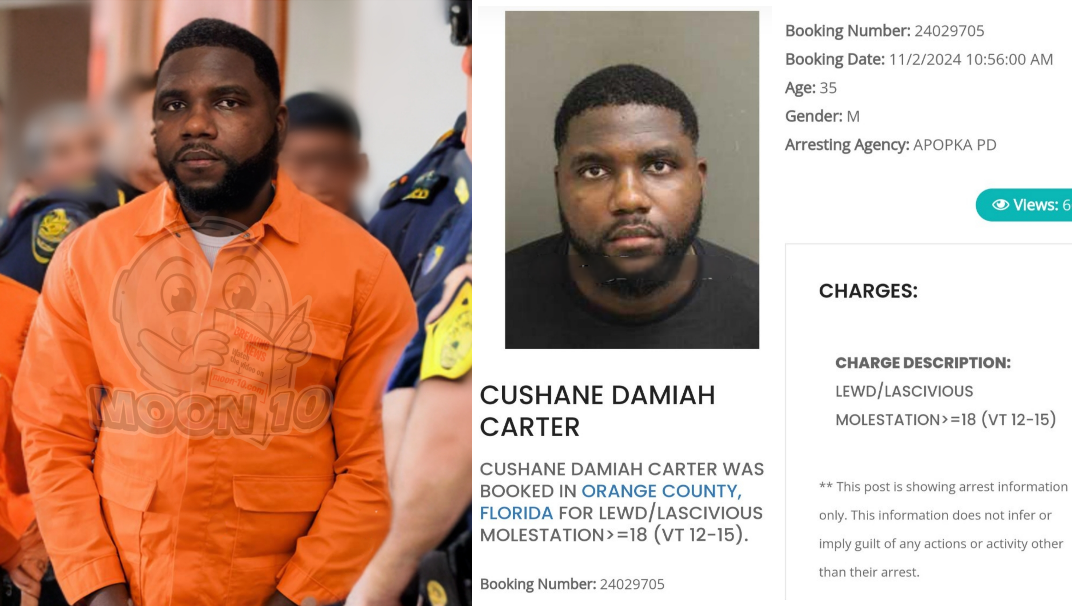 Cushane CMR Carter arrested in Florida 2024, for lewd/lascivious