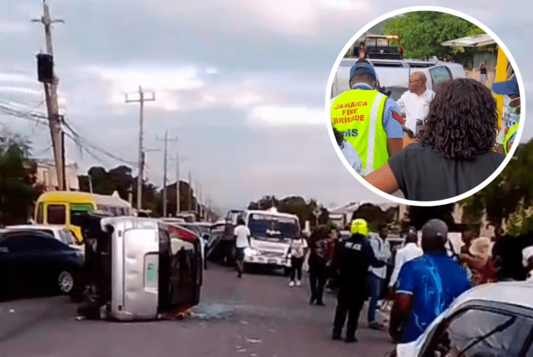 WATCH: Multiple Children Injured in Portmore After Car Flips During Collision